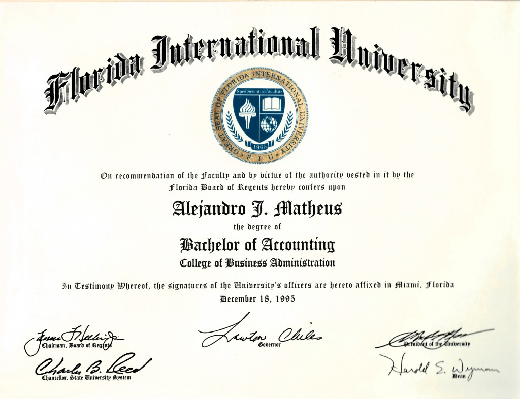 FIU Diploma – Alejandro Matheus
